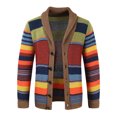thumbnail image 2 of uikmnh Men's Autumn and Winter Lapel Color Matching Knitted Cardigan Sweater Coat, 2 of 8