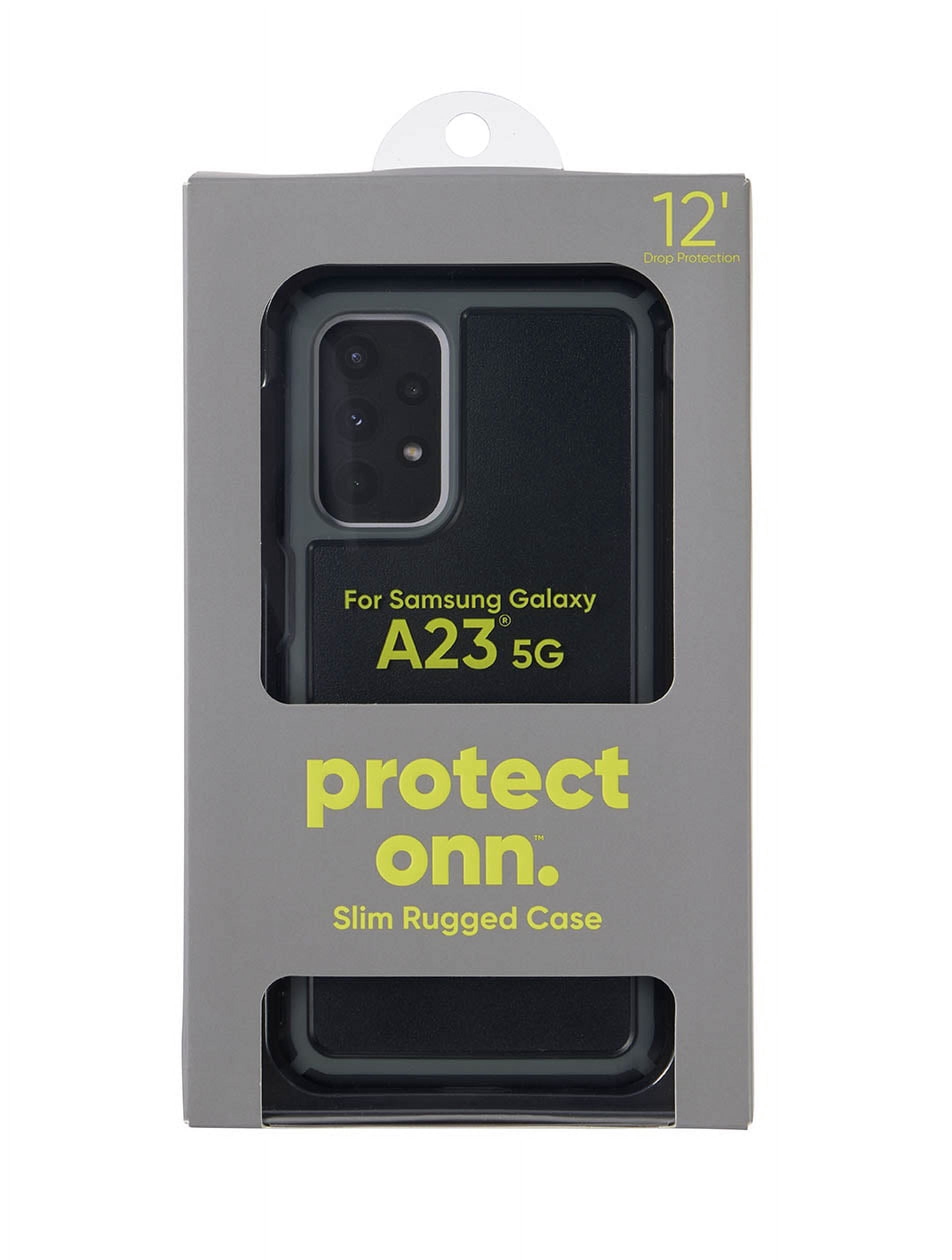 onn. Slim Rugged Phone Case for Samsung Galaxy A23 5G - Black/Gray
