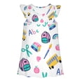 thumbnail image 5 of Bobifish Toddler Girls Ready To School Dress Cartoon Print Flutter Sleeve Dress Party Over Knee Length Children Girls Dress, 5 of 6