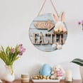 thumbnail image 4 of YWIYIUD 1PC Easter Wreath Rabbit Wooden Front Door Wreath 12 Inch, Easter Rabbit Eggs Wooden Sign, Round Easter Hanging Sign for Holiday Home Door Wall Farmhouse Decorations Indoors Outdoors, 4 of 9