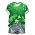 thumbnail image 3 of Amzcrzy Womens Tops Mode Imprimé Trèfle T-Shirt de la Saint-Patrick Col Rond T-Shirts de la Saint-Patrick Décontractés Tendance Manches Courtes Hauts pour Femme, 3 of 5