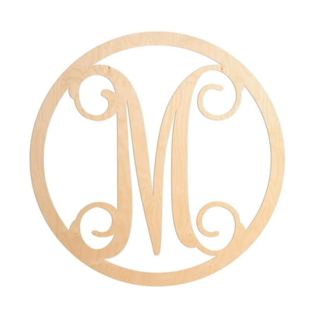 19 in Letter M, Unfinished circle calligraphy Vine Monogram Wood Letter ...