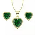 thumbnail image 2 of Paris Jewelry 24k Yellow Gold Heart 4 Ct Created Emerald Full Set Necklace 18 inch Plated, 2 of 4