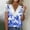 Navy, variant on Azrian Plus Size Blouses Women Fashion Summer Fold Printed Regular Women Short Sleeves V Neck Button Top