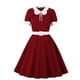 thumbnail image 1 of Vestidos Para Mujer Vestidos Casuales Retro Vintage Manga Corta Cuello en V Muñeca Encaje Collar Solapa Nudo de Lazo Cordón Cinturón de Cintura Alta Vestido Odeerbi ODB153498, 1 of 8