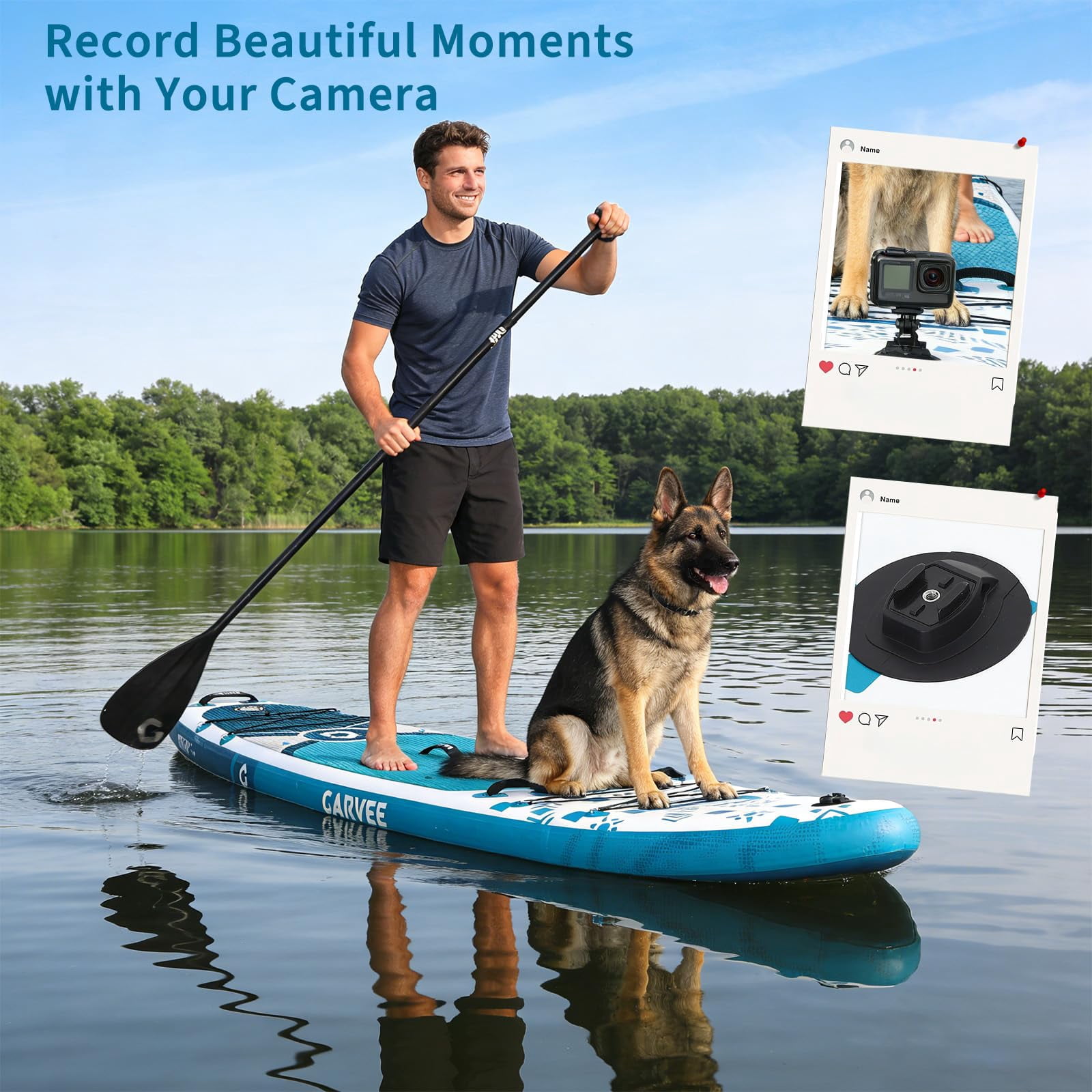 10'6" Inflatable Stand Up Paddle Board with Premium SUP Accessories, Anti-Slip EVA Deck, Built-in Camera Mount, Wide & Stable Design Paddle Boards for All Skill Levels