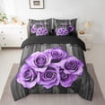 thumbnail image 3 of Feelyou Romantic Valentine's Day Twin Bedding Sets 7-Piece, Rose Flower Purple Bedding Comforter Set, Rustic Lodge Cabin Reversible Sheet Sets, Microfiber Bedroom Decor, 3 of 9