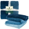 thumbnail image 6 of PAVILIA Fluffy Sherpa Throw Blanket Ombre | Gradient Plush, Soft, Fuzzy, Decorative Accent Throw Blanket for Couch Sofa Twin Bed | Cozy Warm Decorative Furry Faux Fur Blanket, 60x80 Inches Sea Blue, 6 of 7