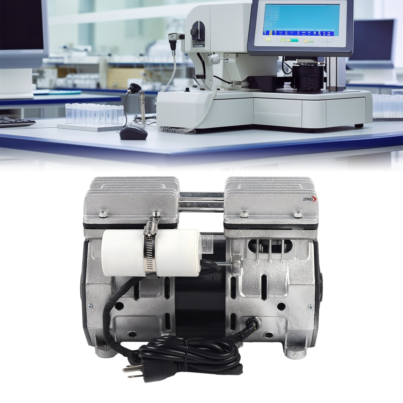Silver Aluminum Oil-Free Vacuum Inflator 370w Large Flow, Low Noise And High Efficiency 110v Industrial Vacuum Pump