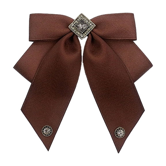 COOLHOOD Coffee Brown Necktie Fashion School Uniform Bows Tie Solid Color Necktie for Women's Shirt