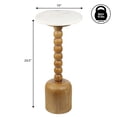 thumbnail image 4 of JONATHAN Y Turner 24.5" Designer Cottage Spindle Wood Column Drink Table and Decorative End Table with White Marble Round Top, Natural, END3002A, 4 of 5
