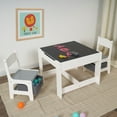 Kids Wooden Storage Table and Chair, Kids Wood Drawing Table, White