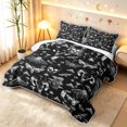 thumbnail image 3 of Homewish Gothic Moths Skull Quilt King,Spooky Botanical Mushroom King Coverlet Set,Black Gray,Black Reversible,3 Pieces, 3 of 7