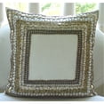 thumbnail image 5 of The HomeCentric Pillow Case Zipper Ivory Pillow Shams 3D Sequins Bordered Pillow Shams Pack of 2 24x24 inch (60x60 cm) Pillow Shams Square Silk Shams Pillow Shams Traditional Style - Ivory Treasure, 5 of 9