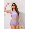 thumbnail image 4 of DARING DIVA Women's 2 Piece One Shoulder Elegant Bikini Sets L Light Purple, 4 of 6