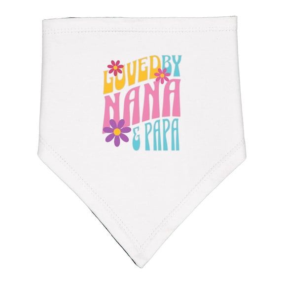 Inktastic Nana and Papa Love Me Retro Flowers Baby Bandana Bib