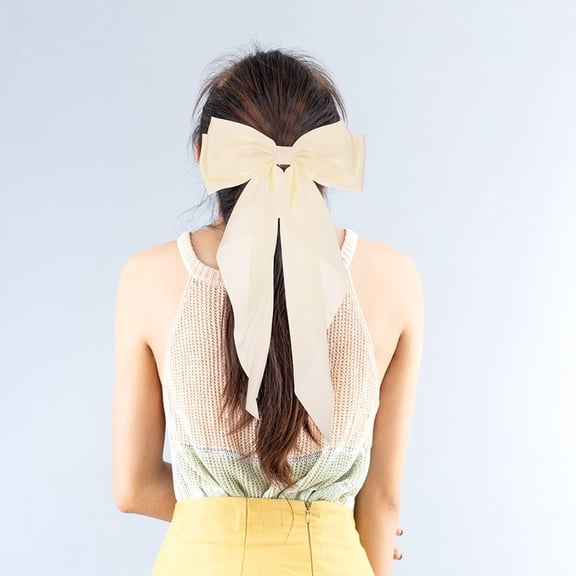 AURARMLET Beige Fabric Bow Hair Barrettes for Girls and Women, 2pcs Hair Clips for Party, Wedding, Everyday Styling