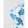 thumbnail image 4 of Womens Blue Sea Turtle Print Pajama Set Short Sleeve Button-Up Top and Shorts, 4 of 8