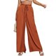 thumbnail image 1 of Pantalones de mujer Pierna ancha Cordón Cintura alta Color puro Transpirable Pantalones largos sueltos Rojo L, 1 of 5