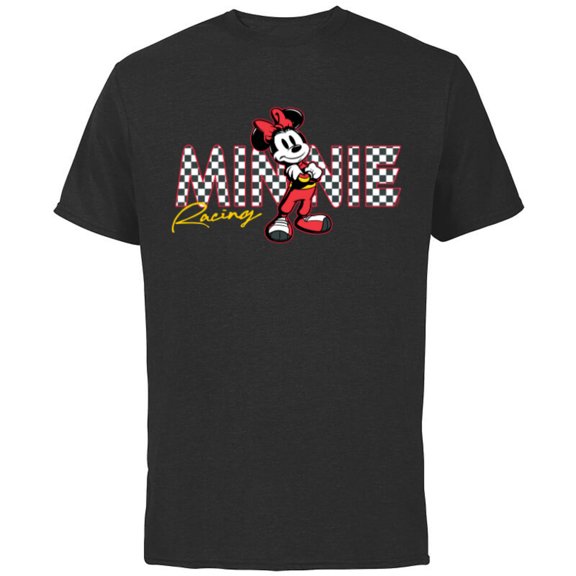 Disney Minnie Mouse Racing Mickey & Friends Race Car Drivers - Short Sleeve Cotton T-Shirt for Adults - Customized-Black