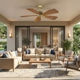 thumbnail image 3 of Parrot Uncle 56" Outdoor IP66 Waterproof Tropical Palm Leaf Ceiling Fan with Remote, 6-Speed DC Reversible Motor, No Light, Brown ABS Blades, 3 of 19