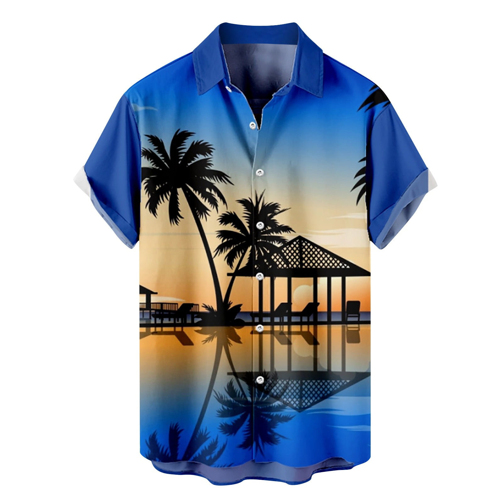 gvdentm Hawaiian Shirt Mens Short Sleeve Cuban Guayabera Shirt Casual ...