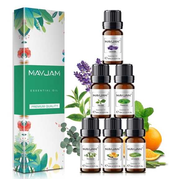 MAYJAM 6Pcs Pure Essential Oils Set for Candle Making, Diffuser Oil for Home Care, Soap Making, Fragrance, Humidifiers (10Ml)