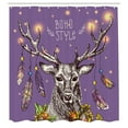 thumbnail image 3 of Ambesonne Boho Shower Curtain, Wild Rein Deer Hand Drawn, 69"Wx70"L, Purple, 3 of 5