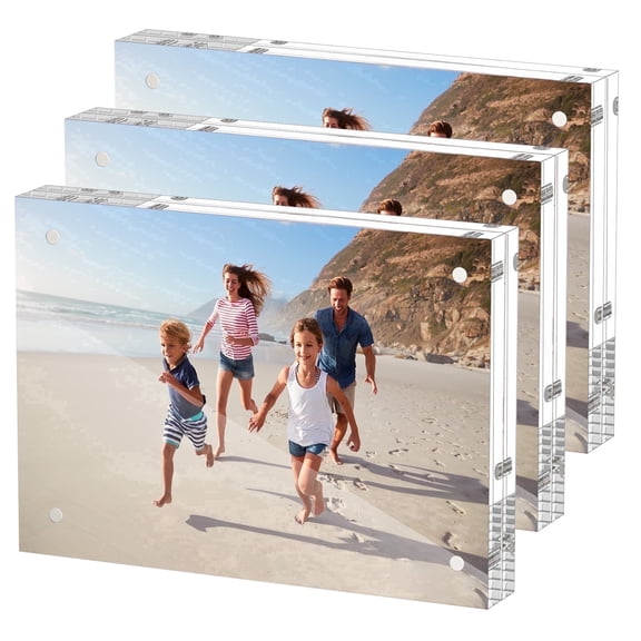 NIUBEE 4x6 Picture Frame, Clear Acrylic Photo Frame,  Freestanding Double Sided, Acrylic Record Frame Gift for Desktop Display, 3pcs