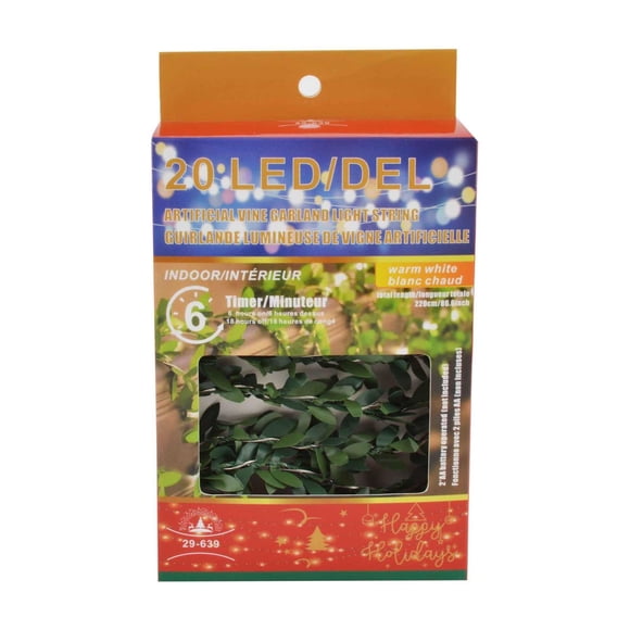 Guirlande Lumineuse DIntérieur 20 Led Avec Minuterie De 6 Heures (Blanc Chaud) - Lot De 12