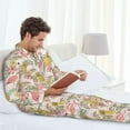 thumbnail image 6 of Picia Tropical Pink Flamingo Pineapple Pattern Men’s Long-Sleeve Sleepwear Set - Soft 2-Piece Loungewear with Pockets, Comfy PJs for Relaxing Nights-Large, 6 of 7