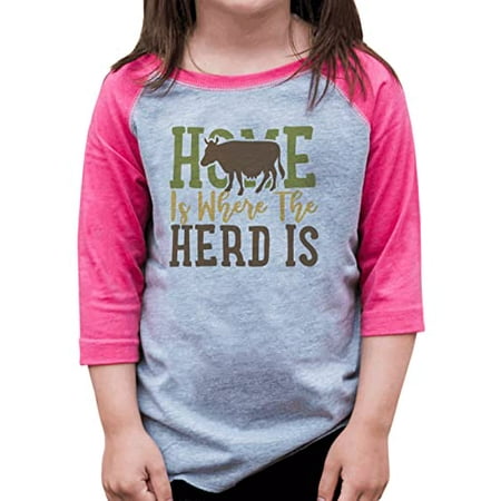 

7 ate 9 Apparel Girls Farm Life Shirts - Home is Where The Heard is Pink Shirt 12 Months