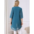 thumbnail image 5 of DARING DIVA Women's 3/4 Sleeve High Low Hem Scoop Neck Chiffon Blouses M Peacock Blue, 5 of 7