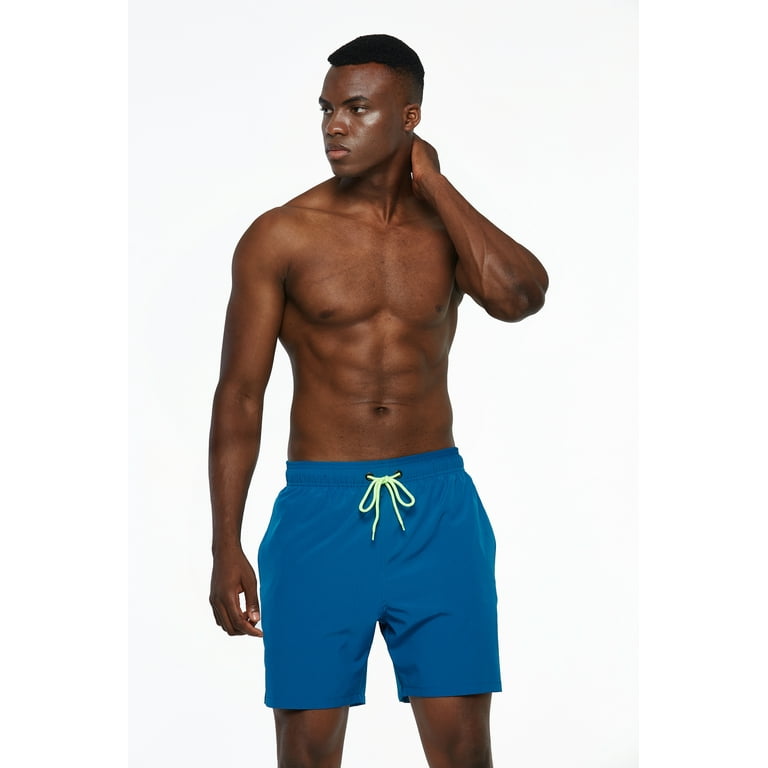 Tyhengta Men's Swim Trunks Quick Dry Beach Shorts with Zipper Pockets and Mesh Lining Turquoise 38