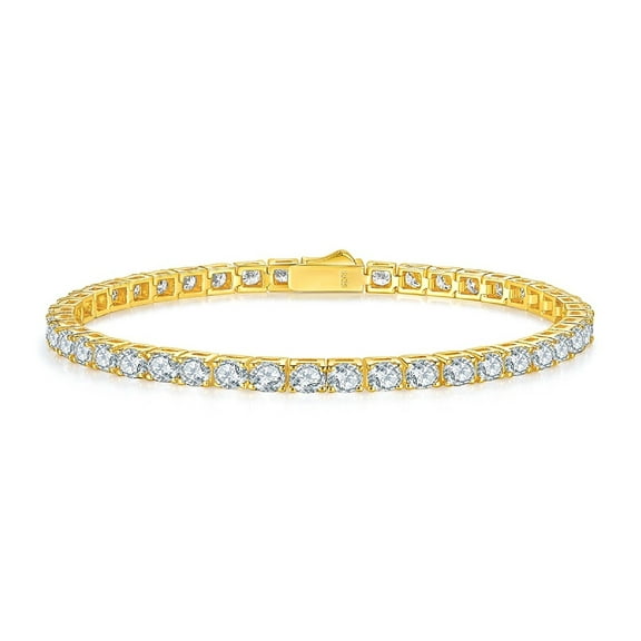 LOEXZAH 4MM Moissanite Tennis Bracelet Men Gold Diamond Bracelets for Women 18K Gold Plated Wedding Bracelets for Brides Anniversary Lab Created Diamond Bracelet for Wife
