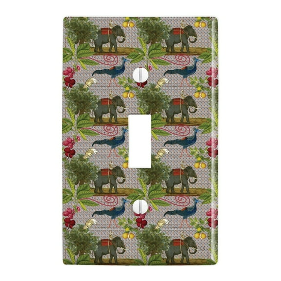 India Elephant Peacock Owl Pattern Plastic Wall Decor Toggle Light Switch Plate Cover