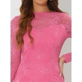 thumbnail image 5 of INSPIRE CHIC Women's Elegant Floral Lace Boat Neck Wedding Party Cocktail Bodycon Dress L Hot Pink, 5 of 6