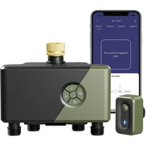 WiFi Water Timer 4 Outlets with Brass Inlet, Smart Sprinkler/Hose/Tap Timer Compatible with Alexa & 24 Irrigation Plans & Rain Delay, Garden Watering Systems Controller with 2 Watering Modes