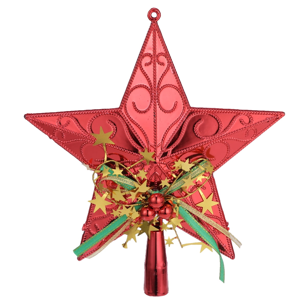 20cm Plastic Christmas Tree Star Topper Glittering Christmas Tree Decoration Ornaments (Red