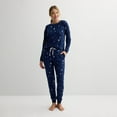 thumbnail image 3 of Women's Sonoma Goods For Life® 3-Piece Snit Pajama Top, Pajama Pants & Pouch Set Color: Blue Star Size: L LONG, 3 of 4