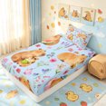 thumbnail image 2 of Manfei Watercolor Capybara Twin Fitted Sheet, Cute Floral Animal Bedding, Blue Tan, 2pcs, 1 Fitted Sheet and 1 Pillowcase, 2 of 6