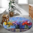 thumbnail image 4 of Spring Flowers Round Area Rug 4ft, Colorful Vases Floral Oil Painting Art Washable Non-Slip Circle Rugs for Bedroom Living Room Kitchen, Soft Non Shedding Circle Carpet for Dining Room Dorm, 4 of 9