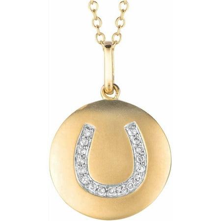 Diamond Accent Yellow Gold-Plated Sterling Silver Round Horseshoe Disc Pendant