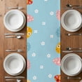 thumbnail image 4 of Table Runner 72 Inches Long for Kitchen Dining, Spring Easter Dresser Scarf Farmhouse, Dining Table Decorations for Wedding/Parties, Bunny Colorful Eggs Floral Blue 18 x 72 In, 4 of 8