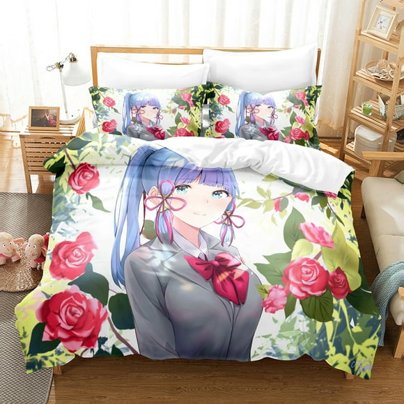 Fashion Anime Genshin Impact Bedding Set Cartoons Duvet Cover Set Comforter Bed Linen For Children Boy Decor Bedclothes Bed Sheets