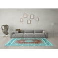 thumbnail image 3 of Ahgly Company Indoor Rectangle Medallion Light Blue Traditional Area Rugs, 7' x 9', 3 of 4