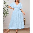 thumbnail image 3 of Vestido Pinup Fashion azul claro de verano maxi talla grande para mujer, 3 of 7