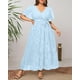 thumbnail image 3 of Vestido Pinup Fashion azul claro de verano maxi talla grande para mujer, 3 of 6