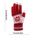 thumbnail image 3 of Odeerbi 2025 Christmas Gloves Women Christmas Layer Snowflake Plus Thick Warm Gloves Knitting Wrist Gloves Mittens Red, 3 of 4