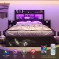 thumbnail image 5 of VanAcc Queen Size Bed with 49.6" Bookcase Headboard, Dual Side Storage Racks, 4 Drawers, RGB LED Lighting, Charging Station, Black Finish, 5 of 9